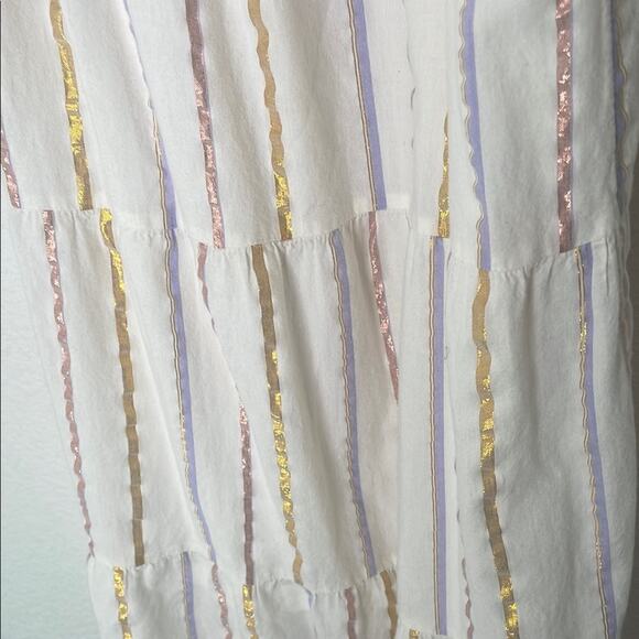 Old Navy White Dress with Multicolor Stripes girls size small 6/7 - Picture 4 of 4